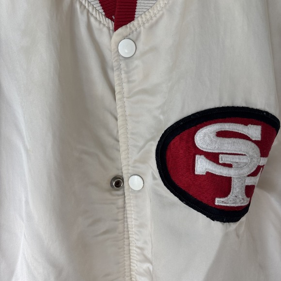 RARE Vtg 80s San Francisco 49ers STARTER Jacket L White Satin NFL Pro Line Mens - Picture 5 of 16